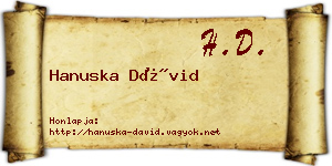 Hanuska Dávid névjegykártya